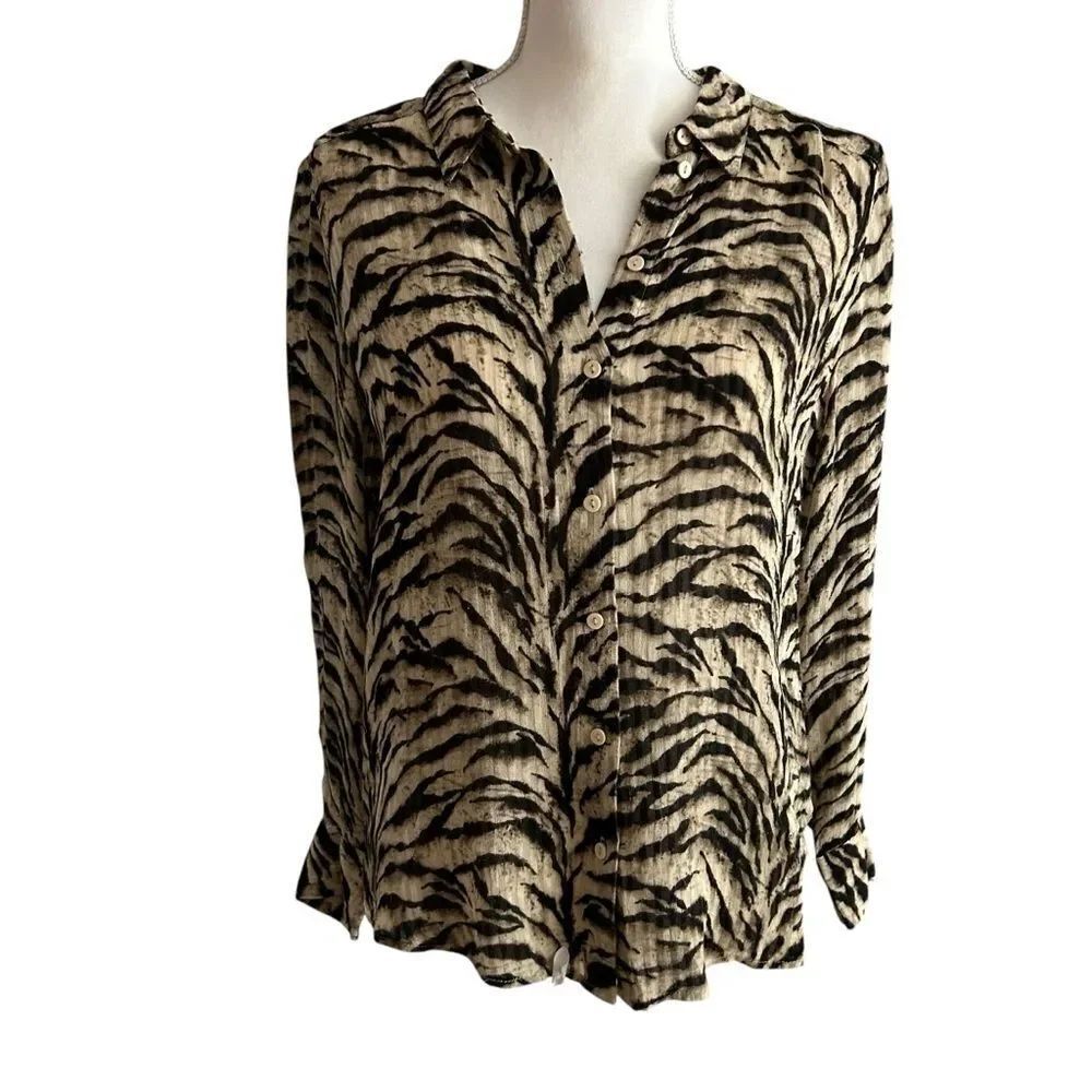 ba&sh Issac Zebra Shirt Size XS - Picture 8 of 9
